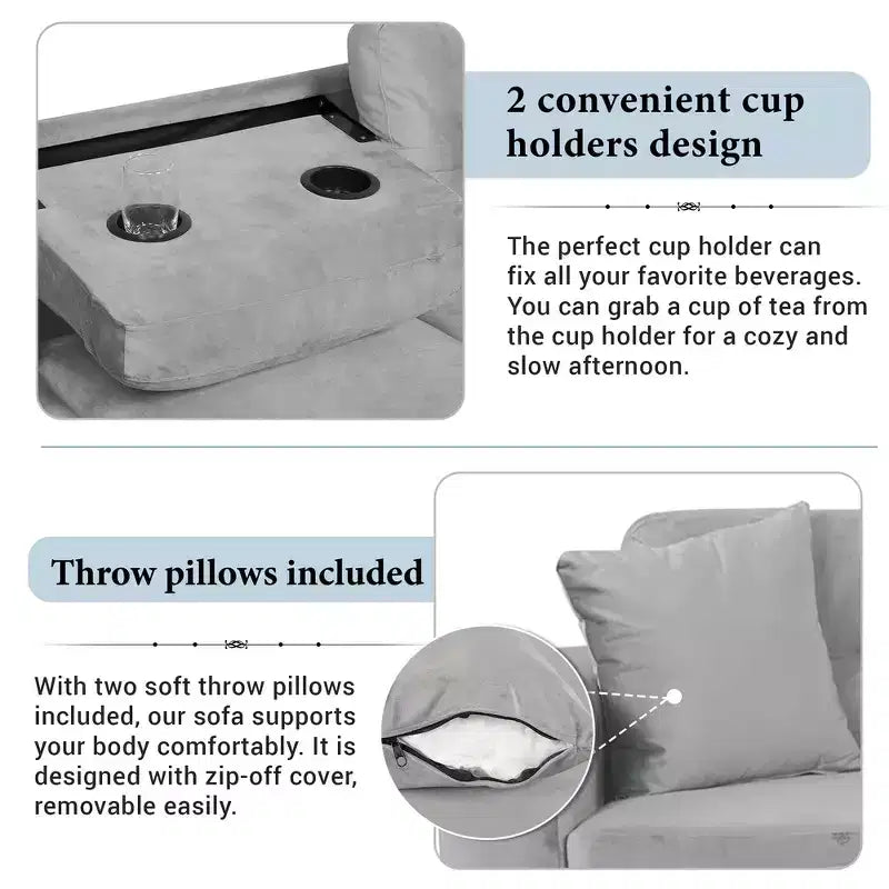 Whisen 105 L-Shaped Modern Sectional with Storage Ottoman & 2 Pillows