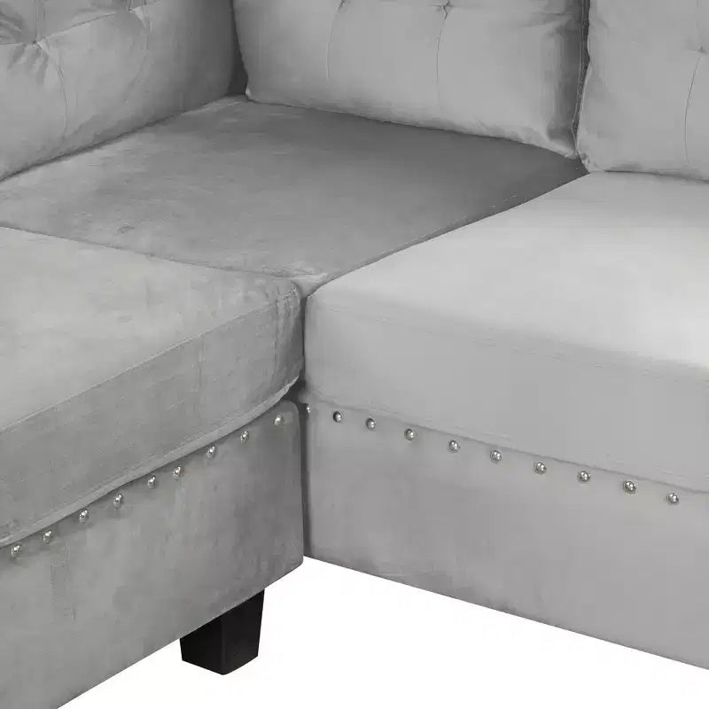 Whisen 105 L-Shaped Modern Sectional with Storage Ottoman & 2 Pillows