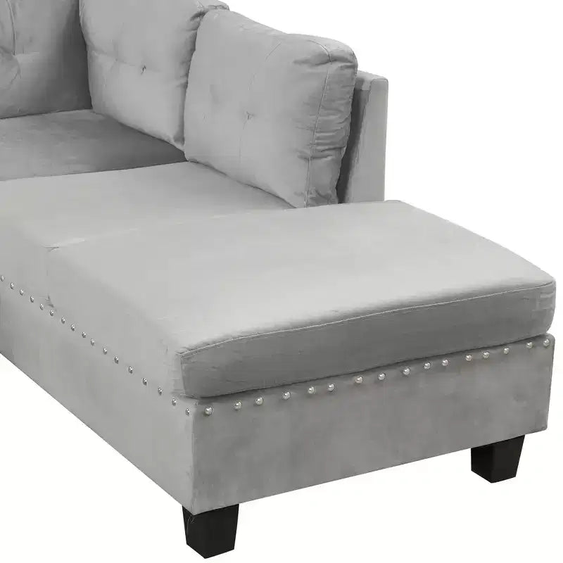Whisen 105 L-Shaped Modern Sectional with Storage Ottoman & 2 Pillows