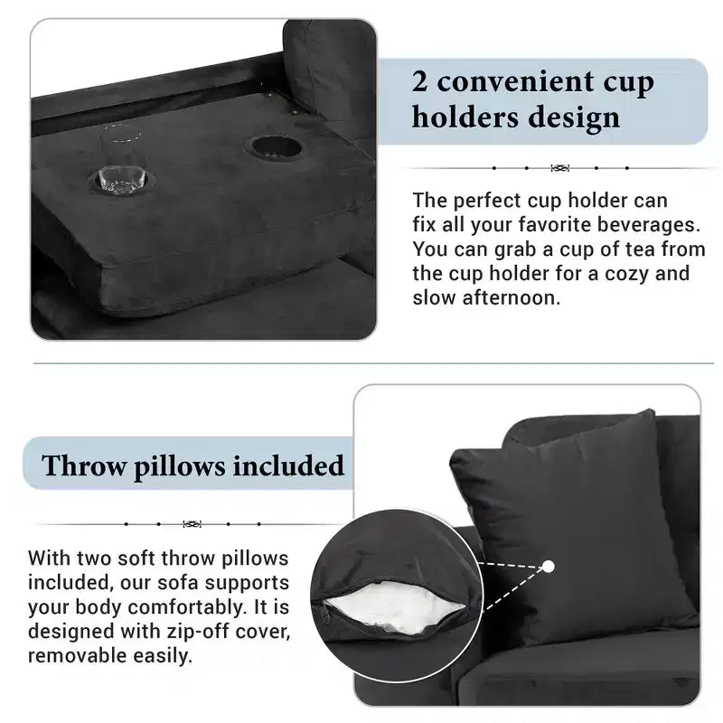 Whisen 105 L-Shaped Modern Sectional with Storage Ottoman & 2 Pillows