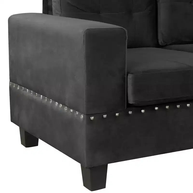 Whisen 105 L-Shaped Modern Sectional with Storage Ottoman & 2 Pillows