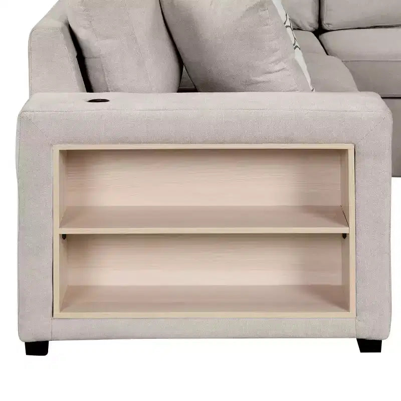 109 U-Shaped Sectional Sleeper Sofa with USB Ports, Storage Chaise & 4 Pillows - Convertible Sofa Bed for Living Room