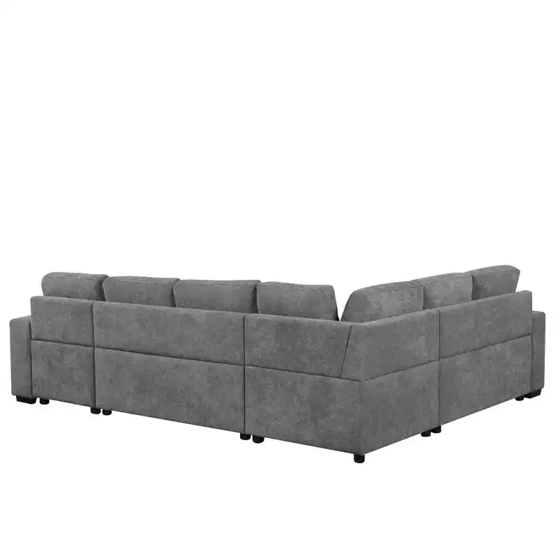 109 U-Shaped Sectional Sleeper Sofa with USB Ports, Storage Chaise & 4 Pillows - Convertible Sofa Bed for Living Room