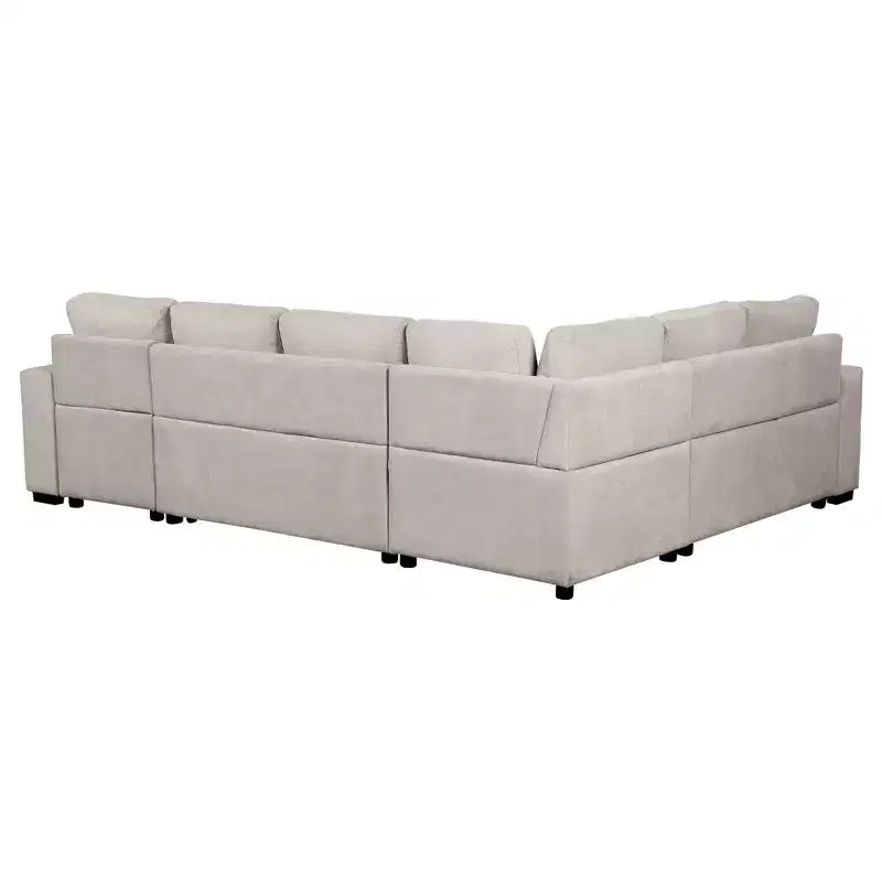 109 U-Shaped Sectional Sleeper Sofa with USB Ports, Storage Chaise & 4 Pillows - Convertible Sofa Bed for Living Room