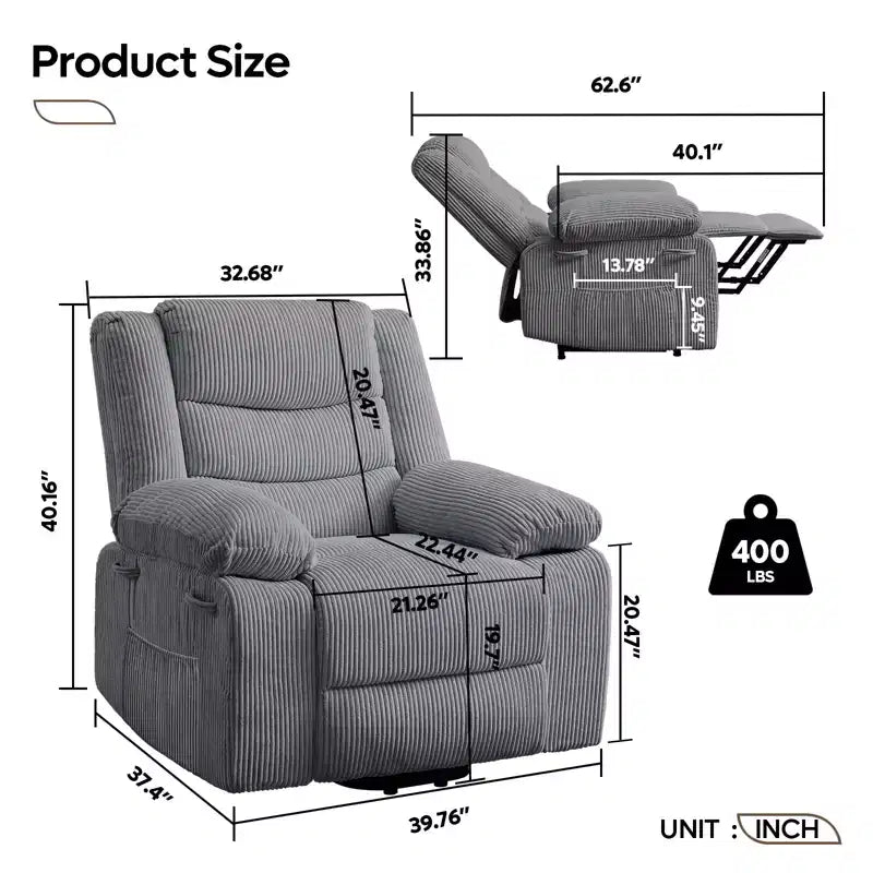 Bestier Massage Recliners for Elderly, Power Lift Recliner Chair with Heat and Vibration for Living Room