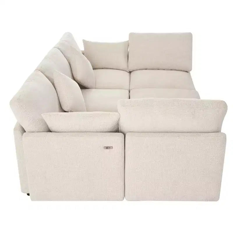 85.4 Modular Sectional Sofa Bed with Ottoman, USB Ports  Convertible L/U-Shaped Chenille Sofa for Living Room