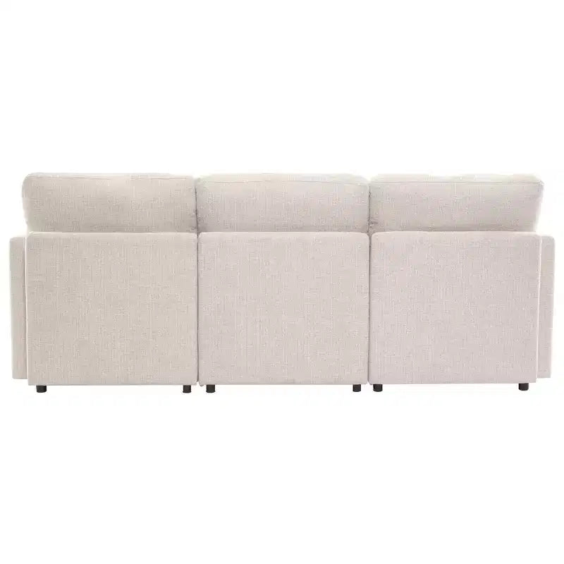 85.4 Modular Sectional Sofa Bed with Ottoman, USB Ports  Convertible L/U-Shaped Chenille Sofa for Living Room