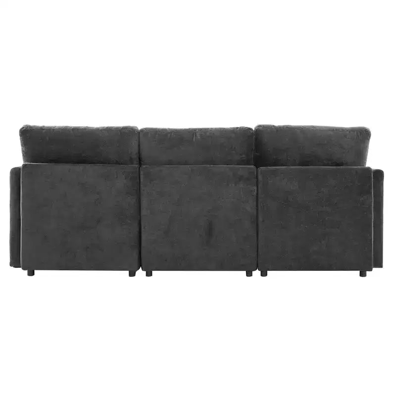 85.4 Modular Sectional Sofa Bed with Ottoman, USB Ports  Convertible L/U-Shaped Chenille Sofa for Living Room