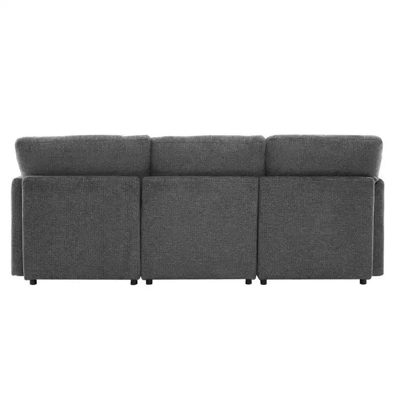 85.4 Modular Sectional Sofa Bed with Ottoman, USB Ports  Convertible L/U-Shaped Chenille Sofa for Living Room