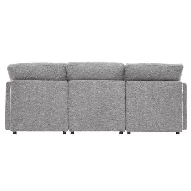 85.4 Modular Sectional Sofa Bed with Ottoman, USB Ports  Convertible L/U-Shaped Chenille Sofa for Living Room