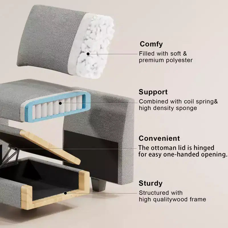 Belffin Chenille Corner Seat for Modular Couch. Sectional Sofa Module