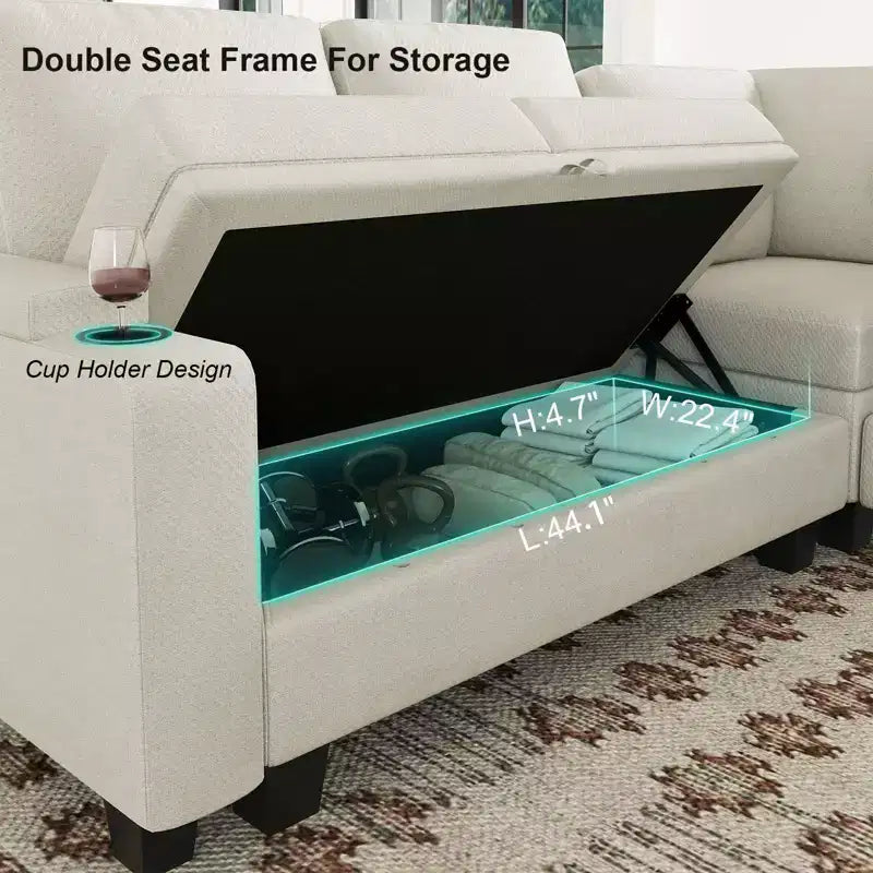 Belffin Chenille Corner Seat for Modular Couch. Sectional Sofa Module