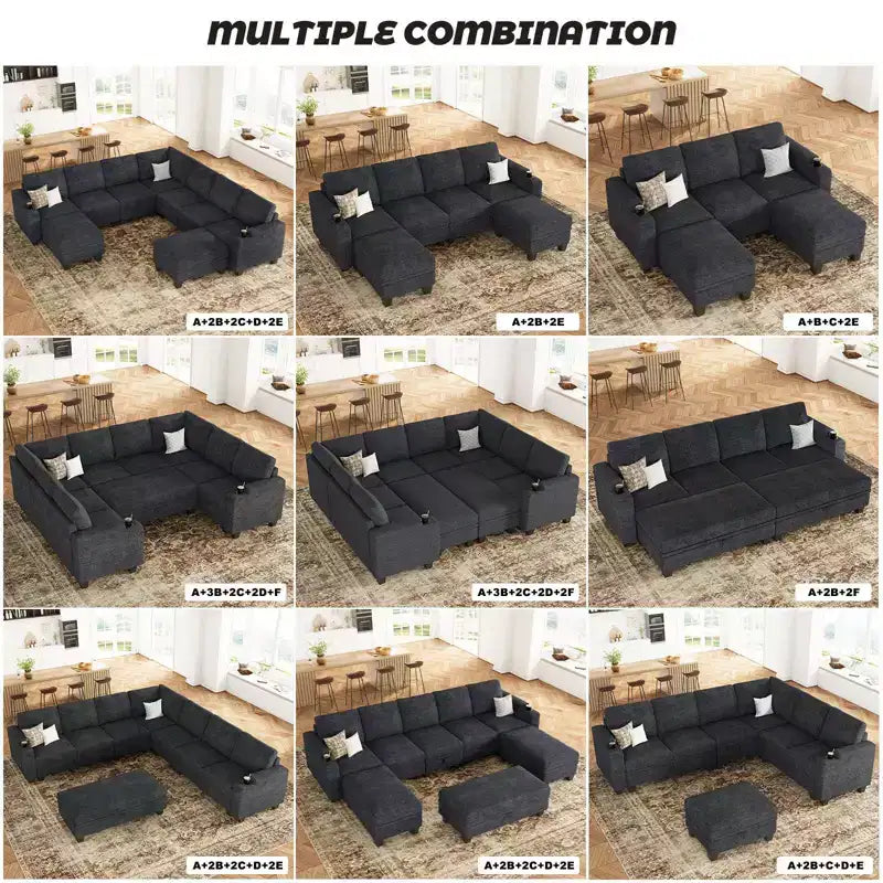 Belffin Chenille Corner Seat for Modular Couch. Sectional Sofa Module