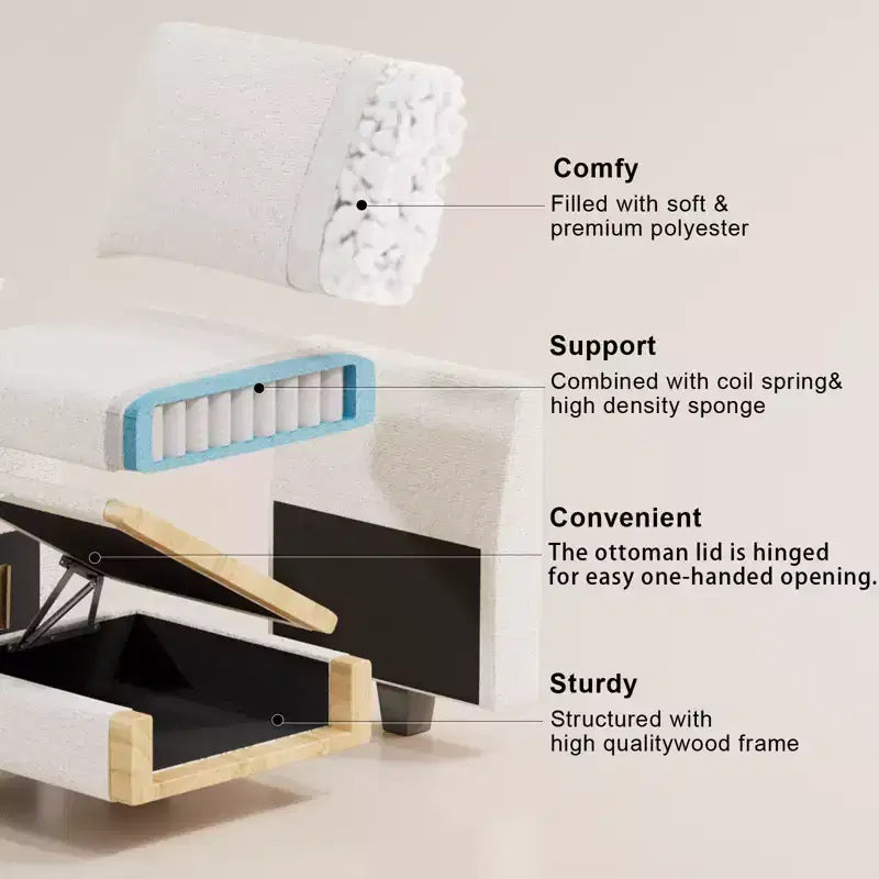 Belffin 22.8 Single Seat Module - Compact Chenille Sofa with Hidden Storage & Tool-Free Assembly