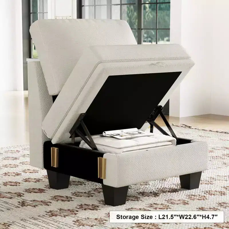Belffin 22.8 Single Seat Module - Compact Chenille Sofa with Hidden Storage & Tool-Free Assembly