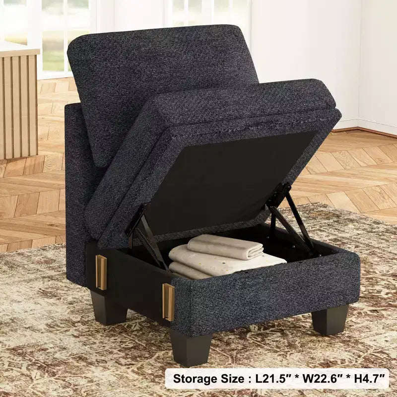 Belffin 22.8 Single Seat Module - Compact Chenille Sofa with Hidden Storage & Tool-Free Assembly