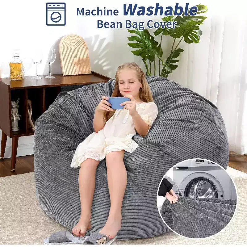 Convertible Bean Bag Chair Bed for Adults - Oversized Floor Mattress & Lounge Chair with Removable Washable Cover