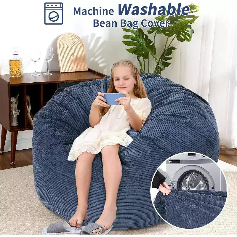 Convertible Bean Bag Chair Bed for Adults - Oversized Floor Mattress & Lounge Chair with Removable Washable Cover