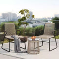 Christopher Knight Home Bobby 3 Piece Outdoor Rope Weave, Tempered Glass and Metal Seating Set
