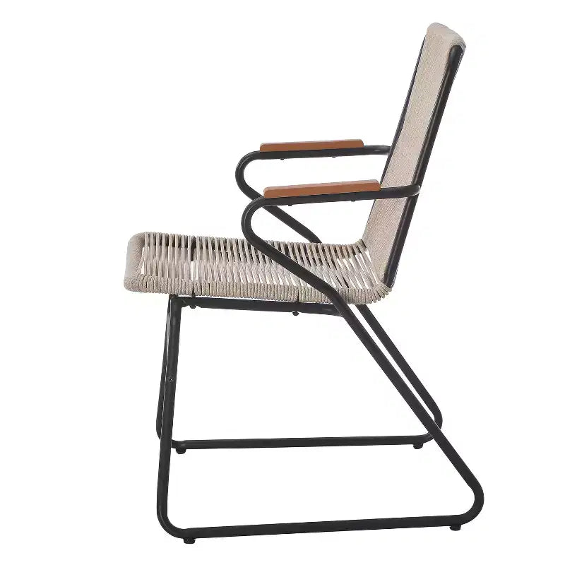 Juego de asientos de 3 piezas Bobby de Christopher Knight Home con cuerda trenzada para exteriores, vidrio templado y metal