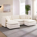 Mjkone 101'' U-Shaped Modular Sectional Sofa, 5-Seat Cloud Couch with 2 Ottomans, Modern Chenille Sofa Sleeper Deep Seat Couches