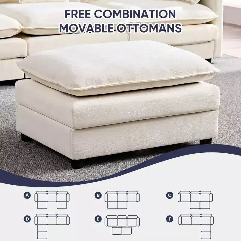 Mjkone 101'' U-Shaped Modular Sectional Sofa, 5-Seat Cloud Couch with 2 Ottomans, Modern Chenille Sofa Sleeper Deep Seat Couches