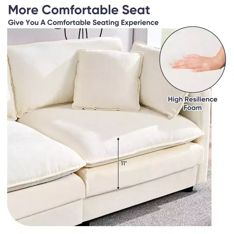 Mjkone 101'' U-Shaped Modular Sectional Sofa, 5-Seat Cloud Couch with 2 Ottomans, Modern Chenille Sofa Sleeper Deep Seat Couches