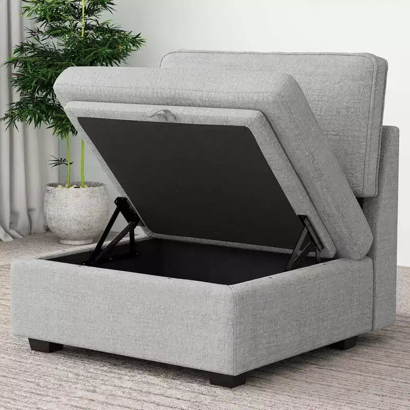 Belffin Chenille Middle Seat - Modular Storage Module with Skin-Friendly Fabric & Natural Hues