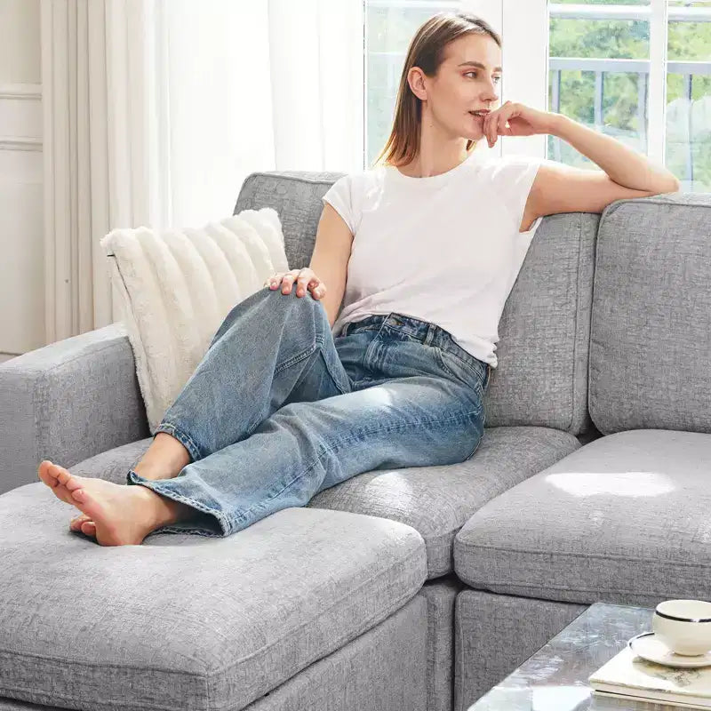 Belffin Chenille Middle Seat - Modular Storage Module with Skin-Friendly Fabric & Natural Hues
