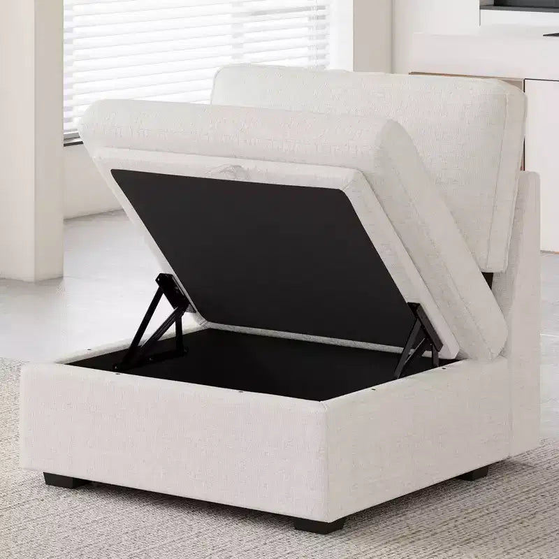 Belffin Chenille Middle Seat - Modular Storage Module with Skin-Friendly Fabric & Natural Hues