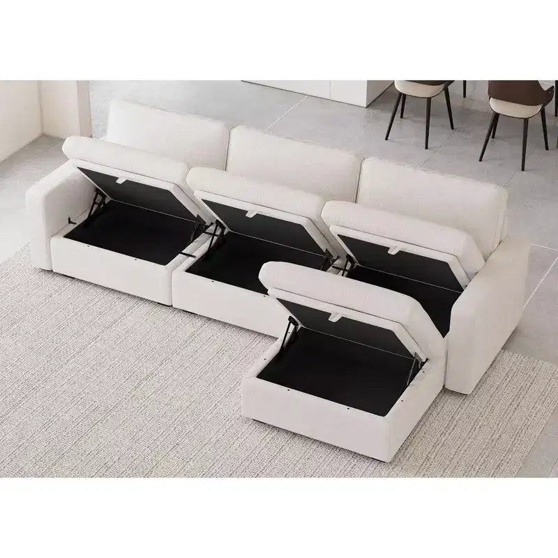 Belffin Chenille Middle Seat - Modular Storage Module with Skin-Friendly Fabric & Natural Hues