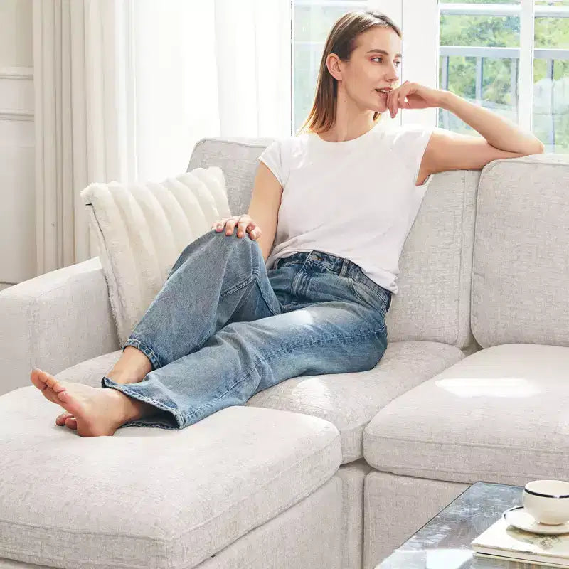 Belffin Chenille Middle Seat - Modular Storage Module with Skin-Friendly Fabric & Natural Hues