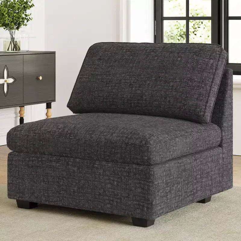 Belffin Chenille Middle Seat - Modular Storage Module with Skin-Friendly Fabric & Natural Hues