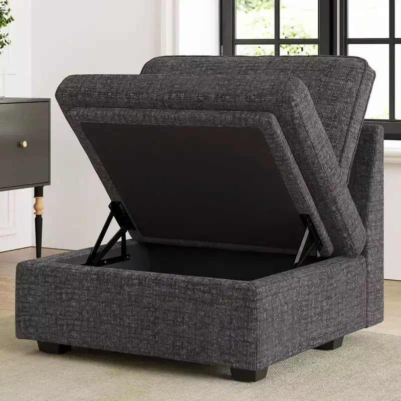 Belffin Chenille Middle Seat - Modular Storage Module with Skin-Friendly Fabric & Natural Hues