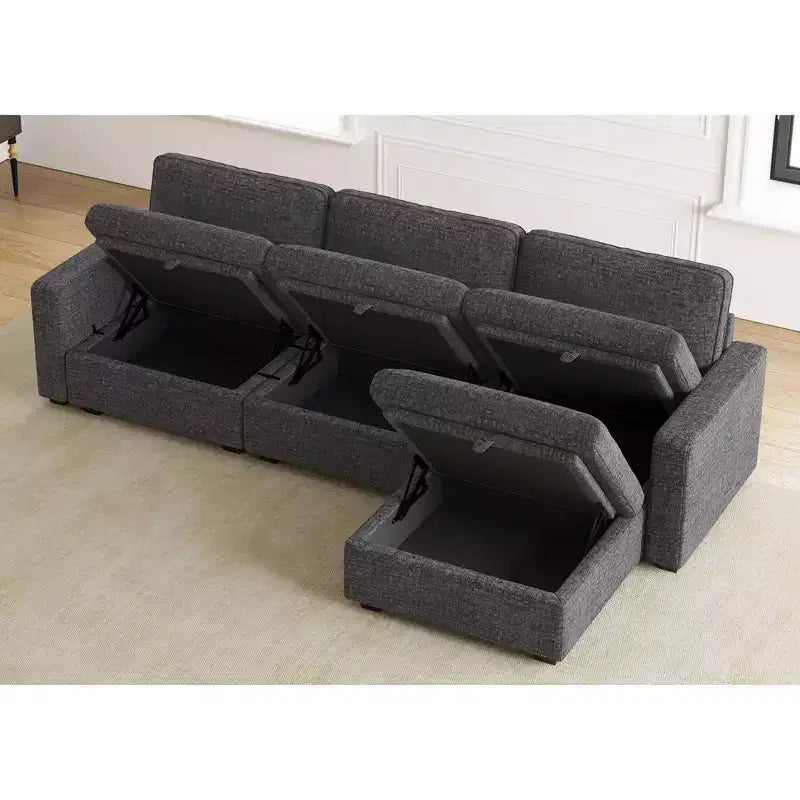 Belffin Chenille Middle Seat - Modular Storage Module with Skin-Friendly Fabric & Natural Hues