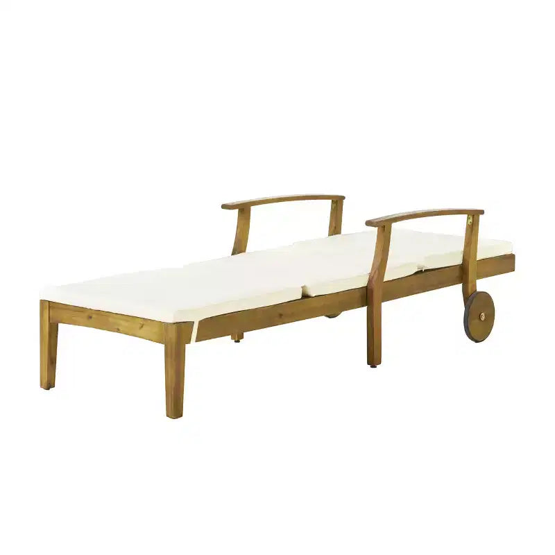 Christopher Knight Home Perla Juego de conversación de 3 piezas de madera de acacia para exteriores con tumbona ajustable y cojín