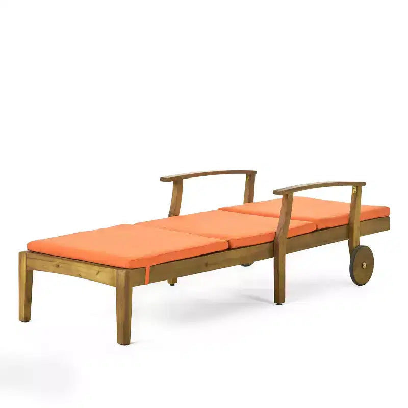 Christopher Knight Home Perla Juego de conversación de 3 piezas de madera de acacia para exteriores con tumbona ajustable y cojín