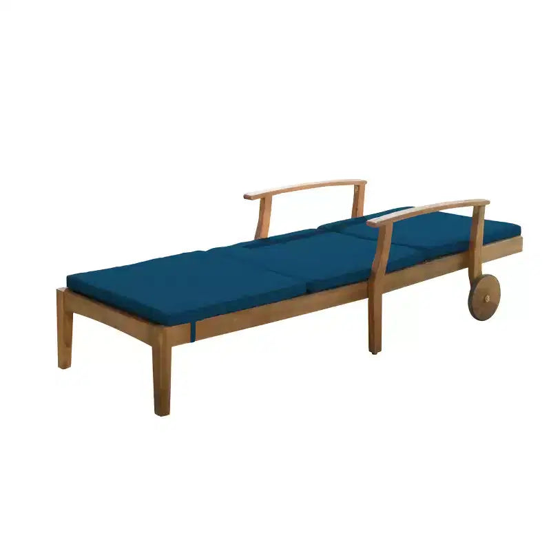 Christopher Knight Home Perla Juego de conversación de 3 piezas de madera de acacia para exteriores con tumbona ajustable y cojín