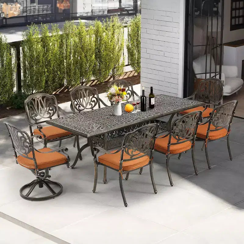 EROMMY 8 - Person Rectangular Outdoor Dining Set with Cushions