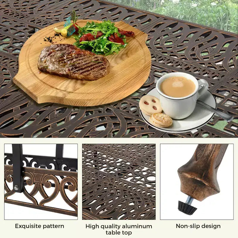 Juego de comedor rectangular de exterior de 8 plazas EROMMY con cojines