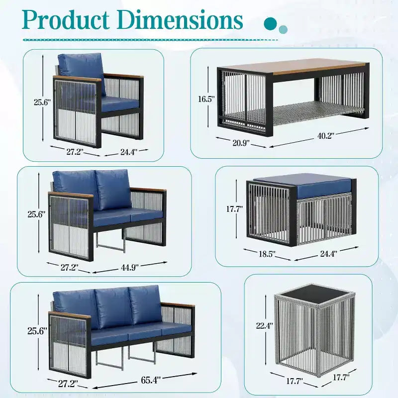Juego de patio EROMMY de 5 piezas, muebles de exterior, juegos modernos de sillas de conversación con mesa de centro