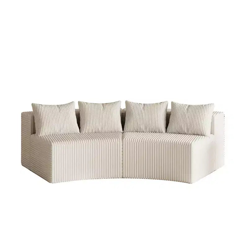 MAYEERTY Sectional Sofa Corduroy Curved Modular with 4 Pillows 2 Modules for Living Room