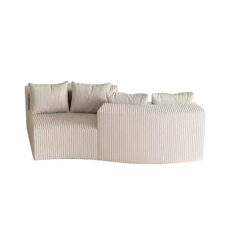 MAYEERTY Sectional Sofa Corduroy Curved Modular with 4 Pillows 2 Modules for Living Room