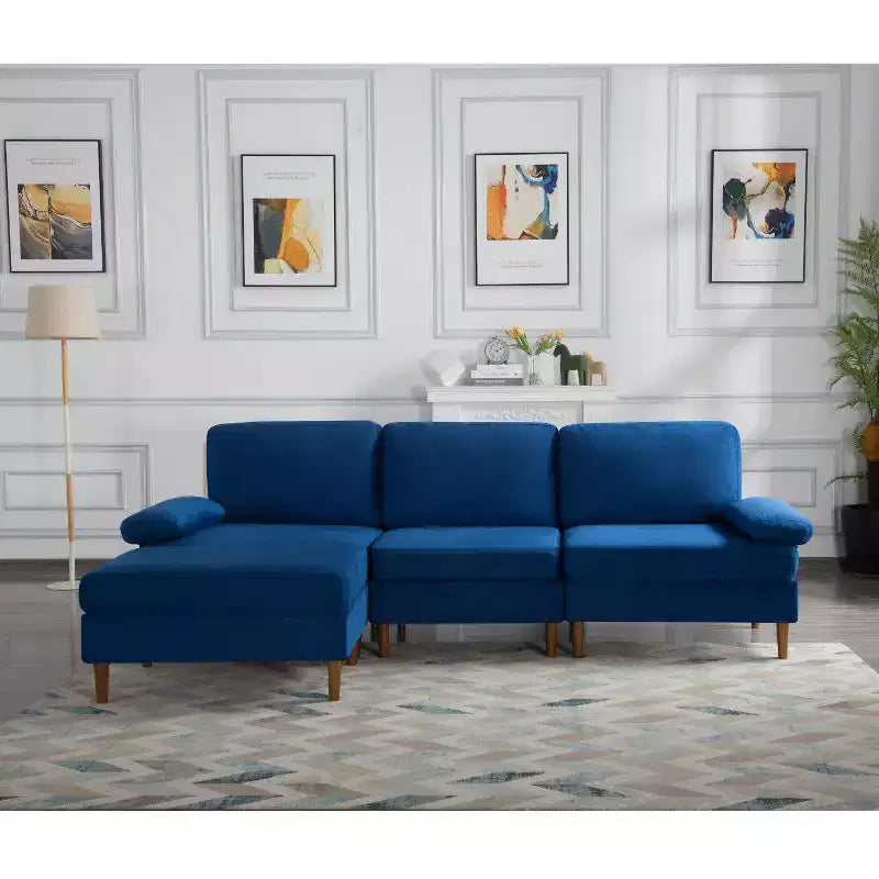 MAYEERTY 102 Convertible Sectional Sofa Solid Wood & Iron Frame, Removable Washable Covers, Anti-Slip Feet, 3 Colors