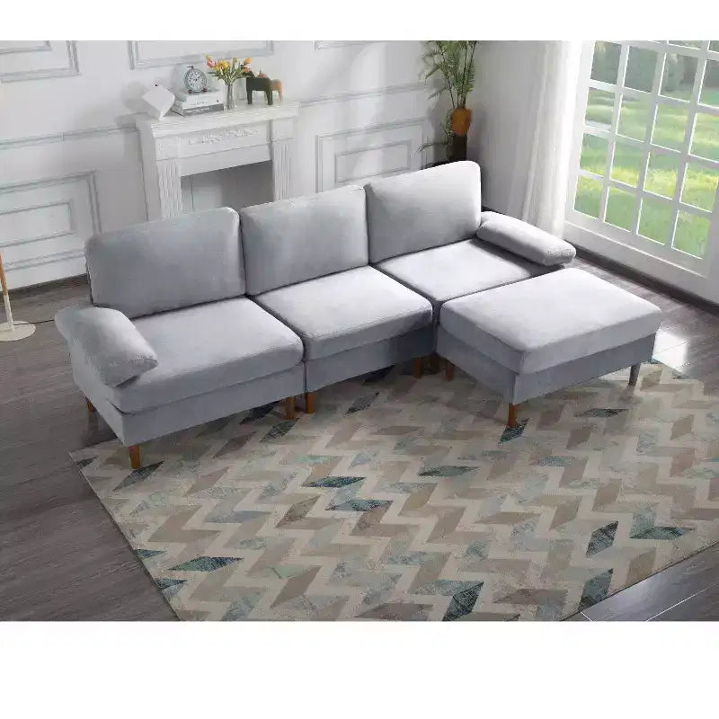 MAYEERTY 102 Convertible Sectional Sofa Solid Wood & Iron Frame, Removable Washable Covers, Anti-Slip Feet, 3 Colors