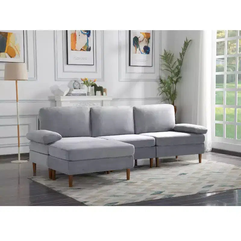 Sofá Seccional Convertible MAYEERTY 102 con Estructura de Madera Maciza y Hierro, Fundas Extraíbles y Lavables, Patas Antideslizantes, 3 Colores