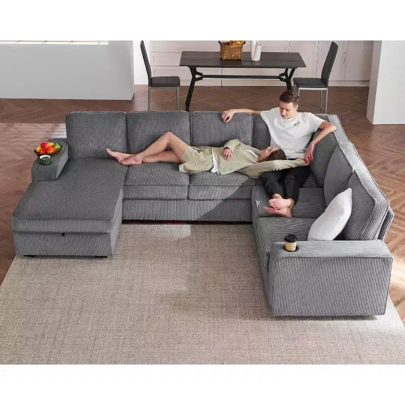 AMERLIFE Sectional Sofa with USB Ports& Storage