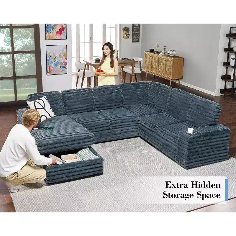 AMERLIFE Sectional Sofa with USB Ports& Storage