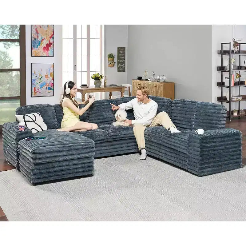 AMERLIFE Sectional Sofa with USB Ports& Storage