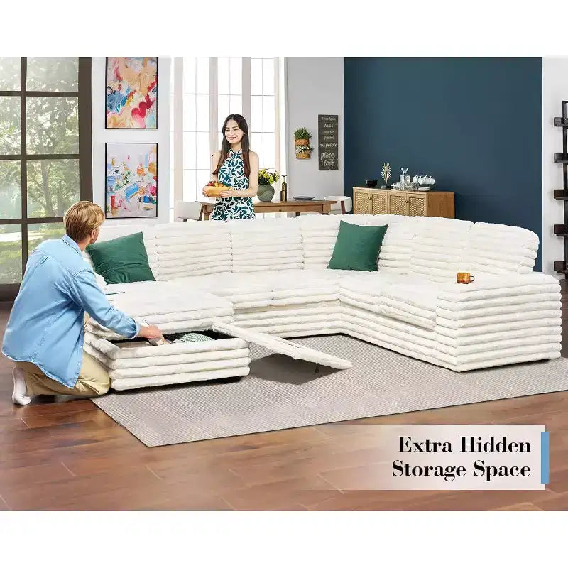 AMERLIFE Sectional Sofa with USB Ports& Storage
